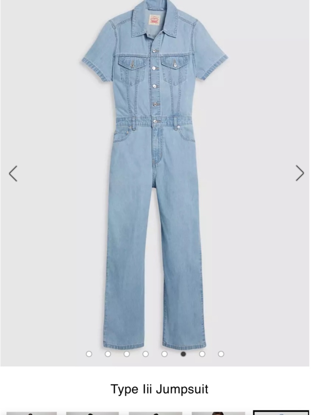 Levi's Type 3 Light Blue Short-Sleeve Denim Jumpsuit - Picture 4 of 4